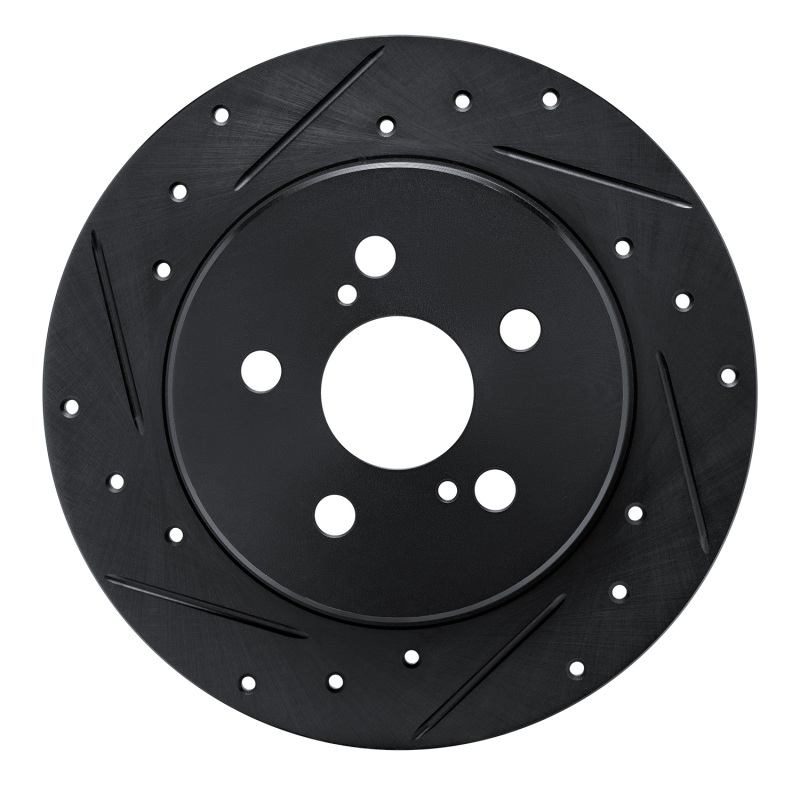 Toyota Corolla Brake Rotor (1) - Rear Left - R1 Concepts - Drilled & Slotted - Black - `19-`25